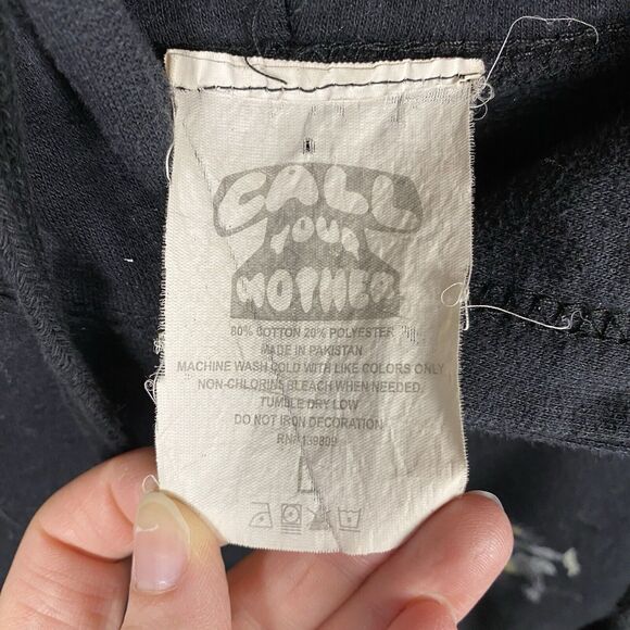 Call your Mother Men Sweatshirt Size Large Black Hoodie Skeleton Surfing Skater - Picture 5 of 7